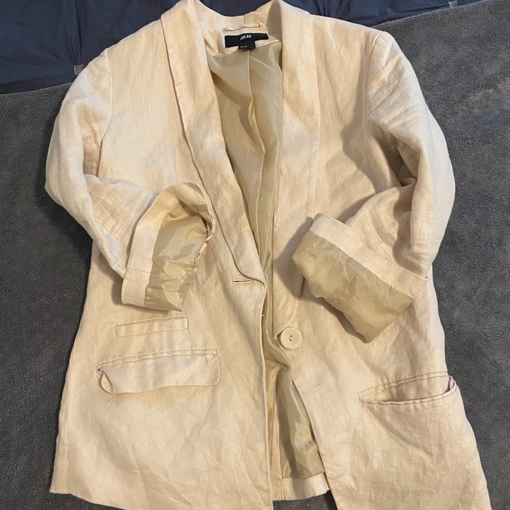 Pink linen blazer